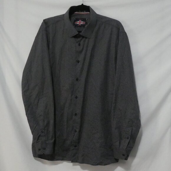 SOUL OF LONDON | 18.5 XXL | Classic Black Dot Patterned Long Sleeve Dress Shirt - Picture 2 of 14